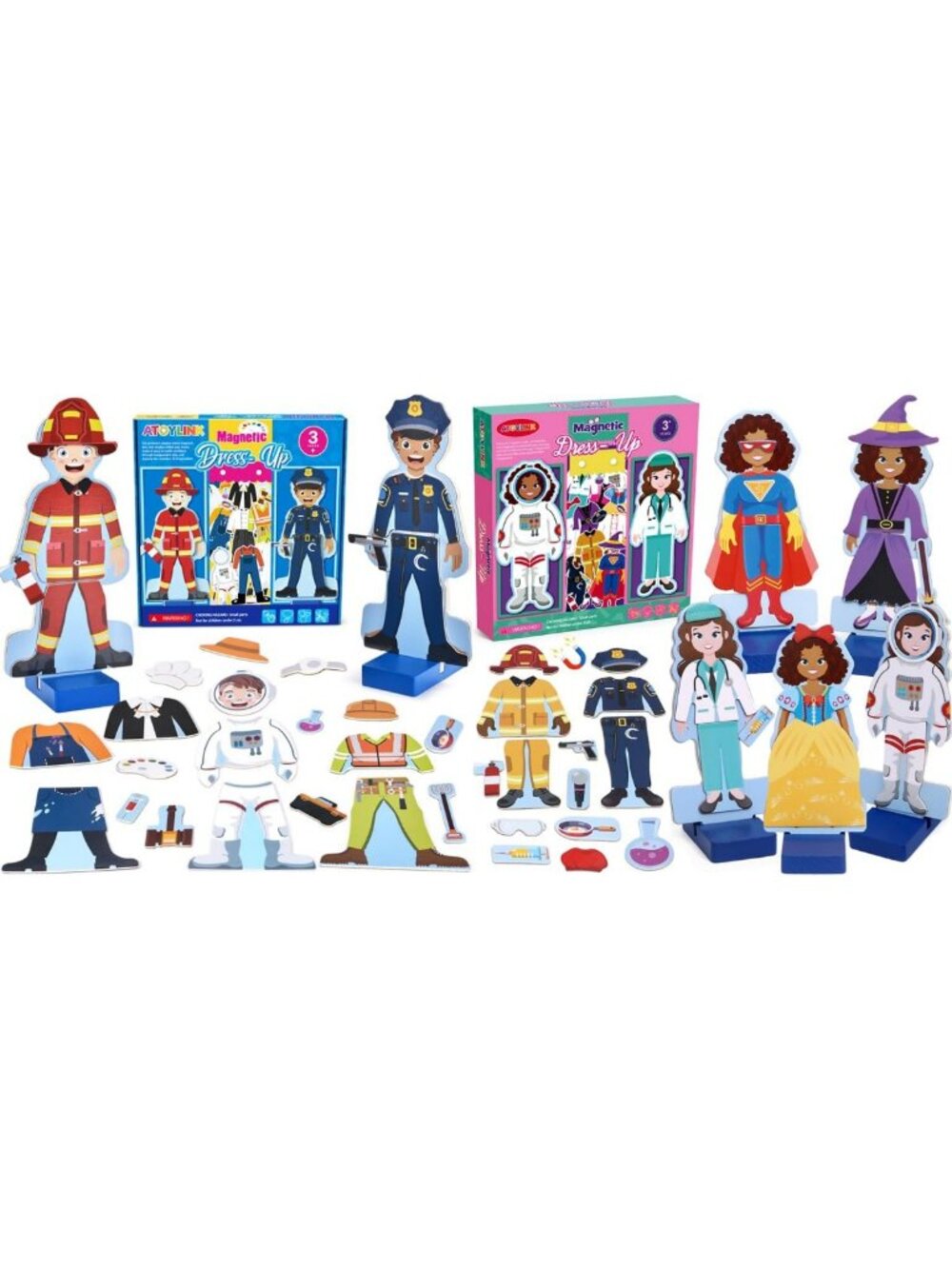 Magnetic Wooden Dress-Up Dolls Set | Pretend Play Community Helpers for Toddlers